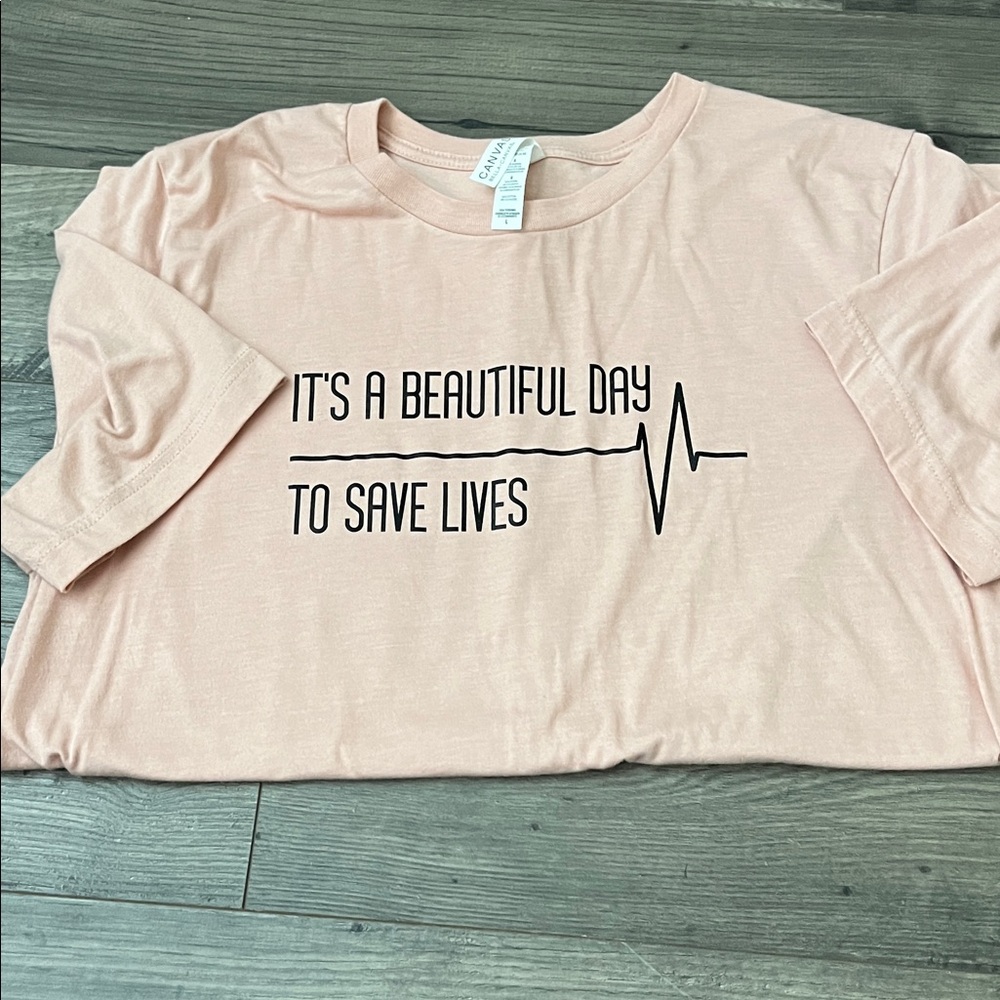 Gildan Peach Short Sleeve Tee - Beautiful Day to Save Lives